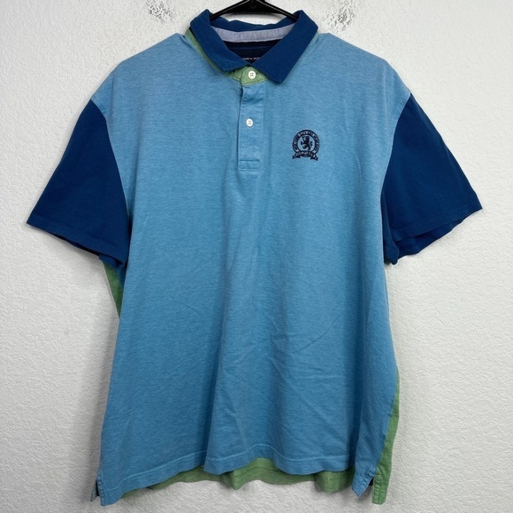 Tommy Hilfiger Shirt Mens XL Colorblock Short Sleeve Preppy Retro‎ Y2K Golf Polo